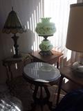 antique side tables & lamps