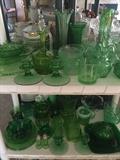 more green depression glassware