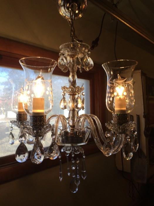 Chandelier with cut glass shades