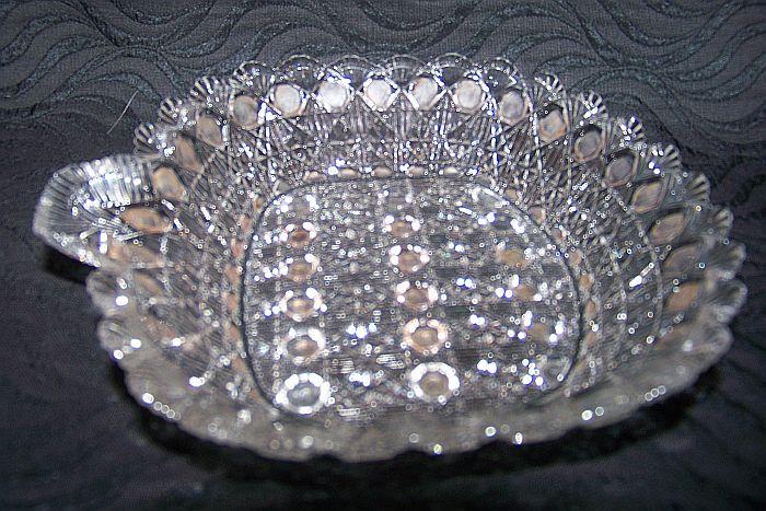 Antique crystal shallow dish