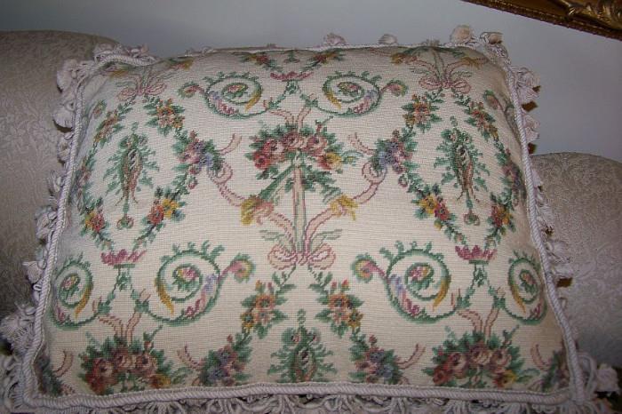 Needlepoint pillow (there are MANY pillows at this sale)