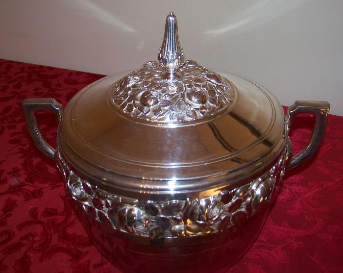 Large silverplate covered punch bowl