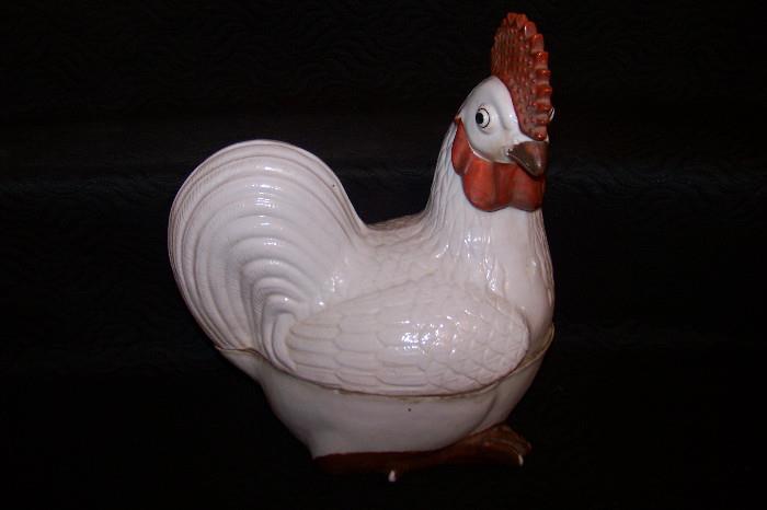 Large ceramic rooster tureen