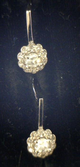 14K white gold drop diamond earrings - .50 Ct total diamond weight