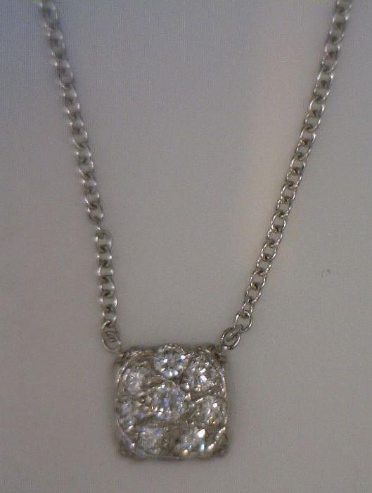 14K white gold diamond drop pendant - .75 Ct diamond weight