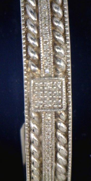 Sterling with diamonds cuff bracelet