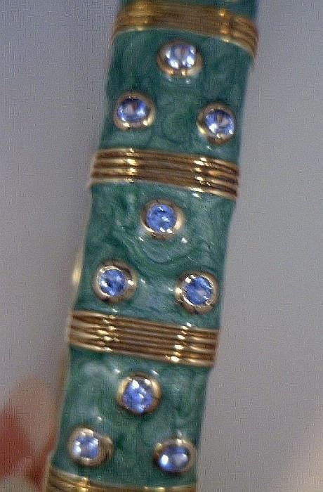 Vermeil green enamel bracelet with blue topaz stones