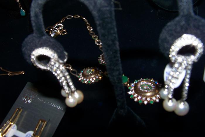 Bad picture but beautiful earrings by Ciner - rhinestones with drop pearls