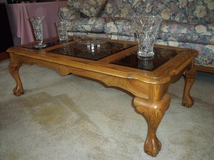 Coffee table with glass insets