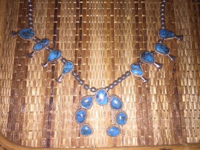 SQUASH BLOSSOM TURQUOISE NECKLACE