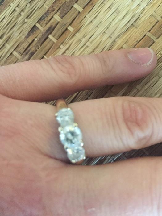 1.5CT 3 STONE DIAMOND RING APPRAISED AT $3,390