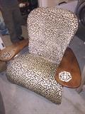CUSTOM MADE COWHIDE CHAIR WITH OTTOMAN