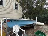 FIBERGLASS BOAT & TRAILER & JOHNSON MOTOR