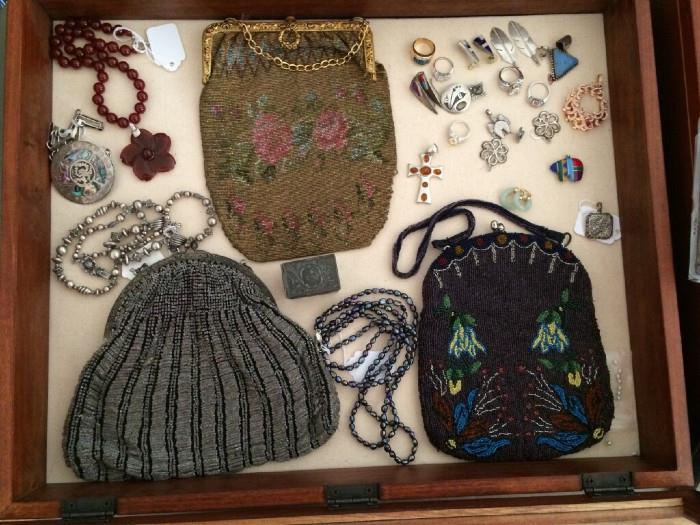 Vintage beaded purses and jewelry