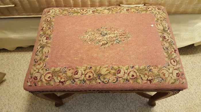 french needlepoint stool from the pillsbury estate