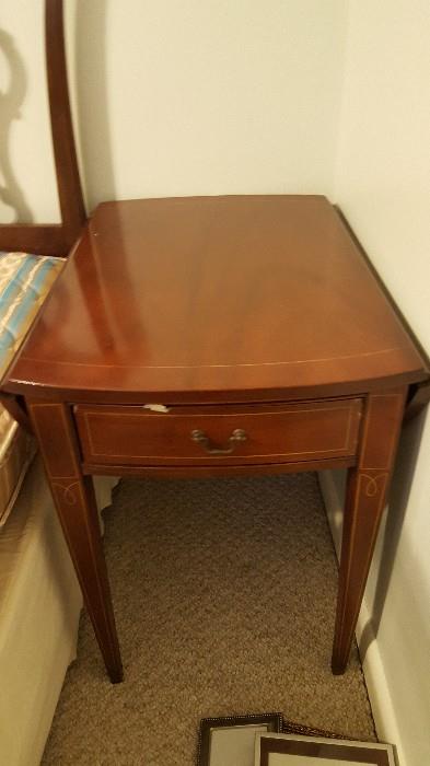 vintage drop leaf side table with drawer