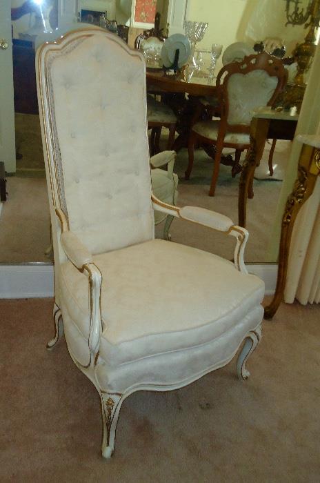 High back Italian chair, one of pair