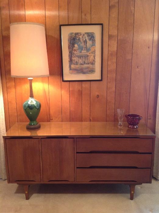 Stanley mid century buffet and lamp