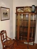 Oak curved glass china cabinet