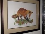 Signed, framed, and numbered print, 'Young Red Fox' by Sallie Ellington Middleton