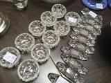 Crystal salt cellars and knife rests