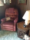 One of 2 Burgundy recliners in the family room.