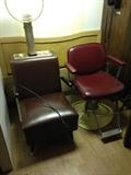 Just take a little of the top please! Adjustable styling chair and a old fashioned hair dryer!