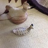 Old Laguna bird and small pueblo pottery bird