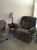 2 Lane Big Man recliners, nesting tables and lamps. 