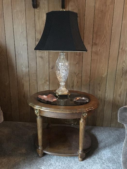 lovely crystal style lamp and end table