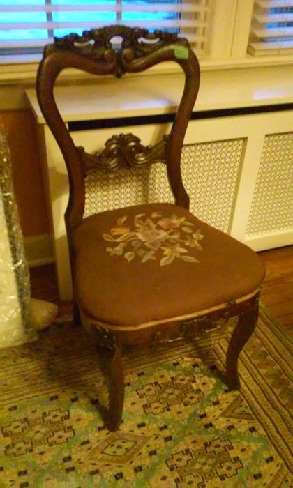 Highly Carved, Antique Victorian Side Chair, with Balloon Seat.  Appears to be 100% original.