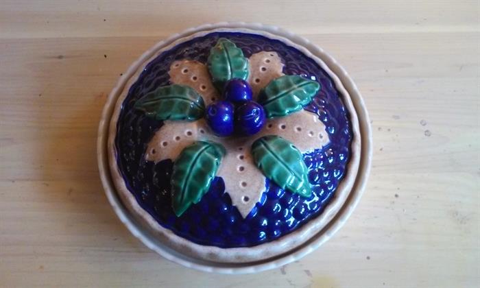 Covered Ceramic Pie Plate with It's Lid.
