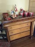 Antique Dresser, 3 drawers, nice piece, Christmas decorations above