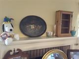 Over sized Snoopy, Painted Oval Tray, Ceramic Pots, Small 3 Shelf Spice Cabinet