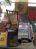 Vintage Books Collections and Music CD;s. Miniature Doll Chair. First Prayers, First Graces.