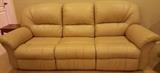 Creame Colored Leather Sofa/Recliner