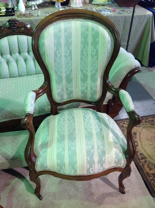 Victorian Striped Arm Chair - 2 of 2