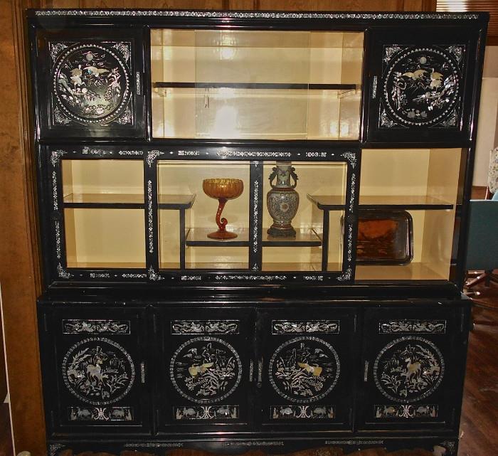 Asian-Style w/Inlay China Cabinet