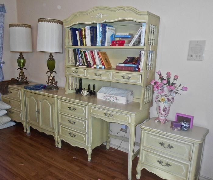 French Provential Desk/Bookcase, Night Stands Plus