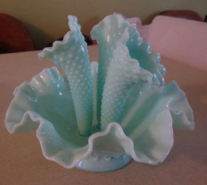 Blue Hobnail Epergne