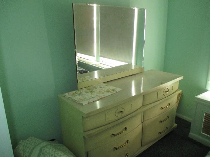 Vintage Blonde Dresser w/mirror (matches bed and Chest)