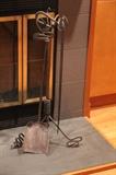 Hand forged fireplace tool set