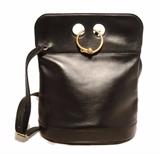 RARE AUTHENTIC HERMES black leather saddle bag in very good vintage condition. Black calfskin leather exterior trimmed with gold hardware. Unique looping hardware closure opens to a beige woven nylon lined interior. Overall this piece is in very good condition considering it is vintage. Clean corners, edges, and exterior. The interior shows signs of use with light pen and make up marks on the lining but they do not detract from the overall use or appearance of this piece. This rare Hermes find has plenty of life left in it and would be perfect for any vintage fashion lover looking for that rare designer piece to add to their collection. It is truly a unique one-of-a-kind find from Hermes.
Purchase includes a dust cover
Measurements: 10"x12.5"x6" 13.5-15.5" strap drop

Free shipping for this item within the continental US.