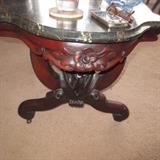 MARBLE TOP CARVED TABLE