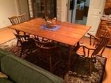 Vintage Maple Harvest Table with Colonial style Windsor back maple chairs by Bent Brothers