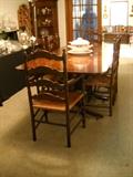 3 PEDISTAL DUNCAN PHYFE DINNING TABLE 6' 9 1/2" AND 6 CHAIRS