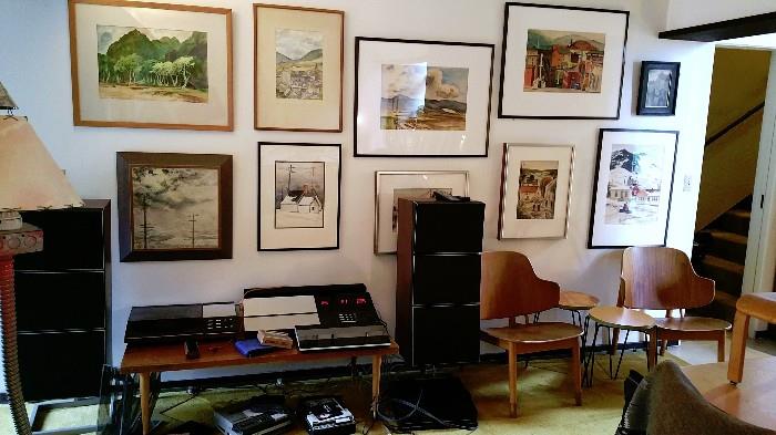 original Northwest watercolors, many by client      first floor