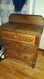 small solid walnut 3 drawer chest, c1880        second floor   