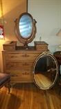 solid walnut c1880 dresser with mirror, good condition.... separate oval mirror, c1900    second floor