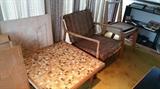 Dux Scandavian chair - needs new cushions and upholstery but great bones....Retro tile top table - nice!      top floor